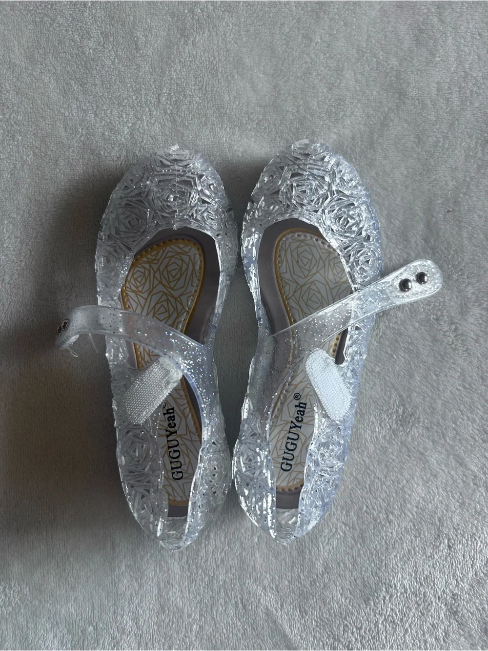 GUGUYeah Clear Glitter Jelly Sandals